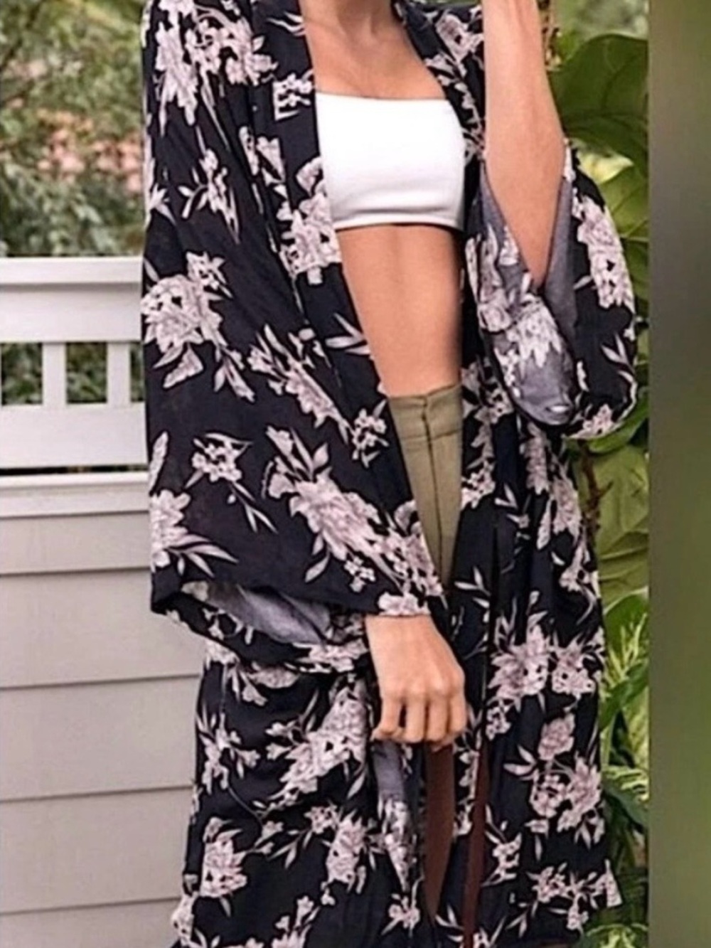 Spiritual Gangster Maya Floral
Kimono Coverup Cardigan Duster Black Robe SZ OS